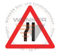 Signaltafel Verengung links HIP, 90 cm