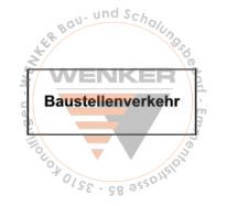 Hinweisschild HIP, Baustellenverkehr